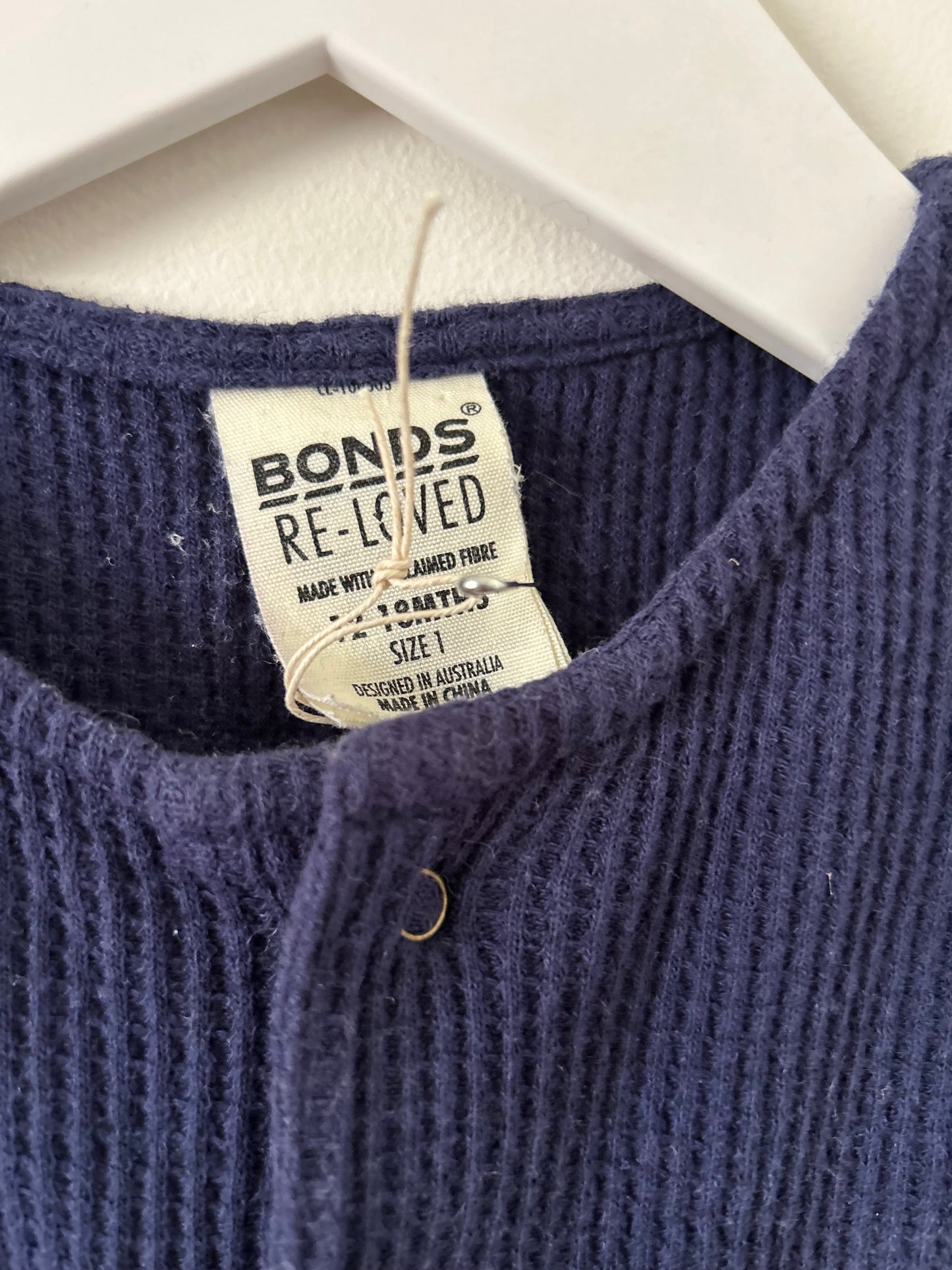 Bonds - Navy Waffle Romper (12-18M)