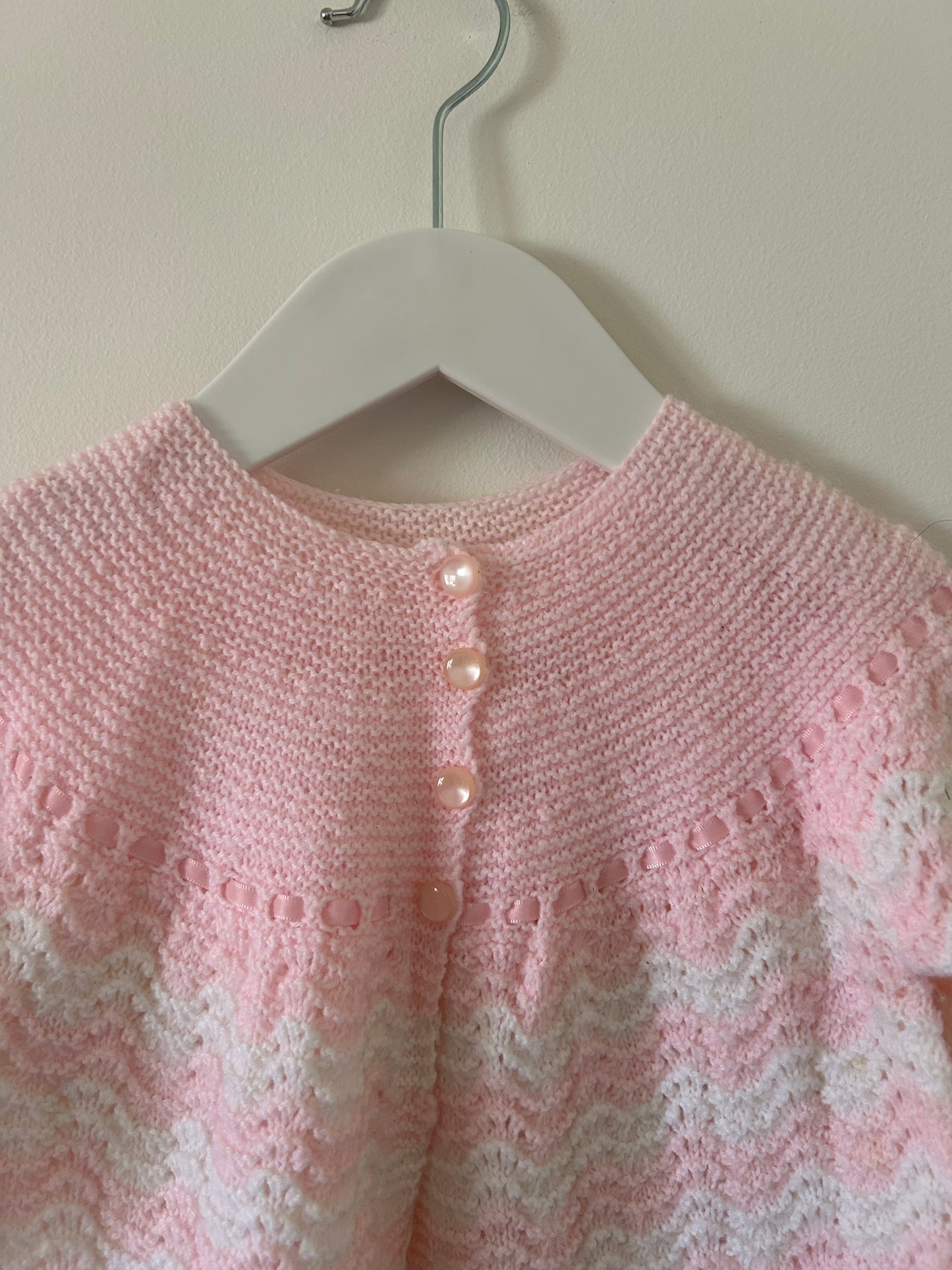 Hand Knit - Pink Stripe Cardigan (2)