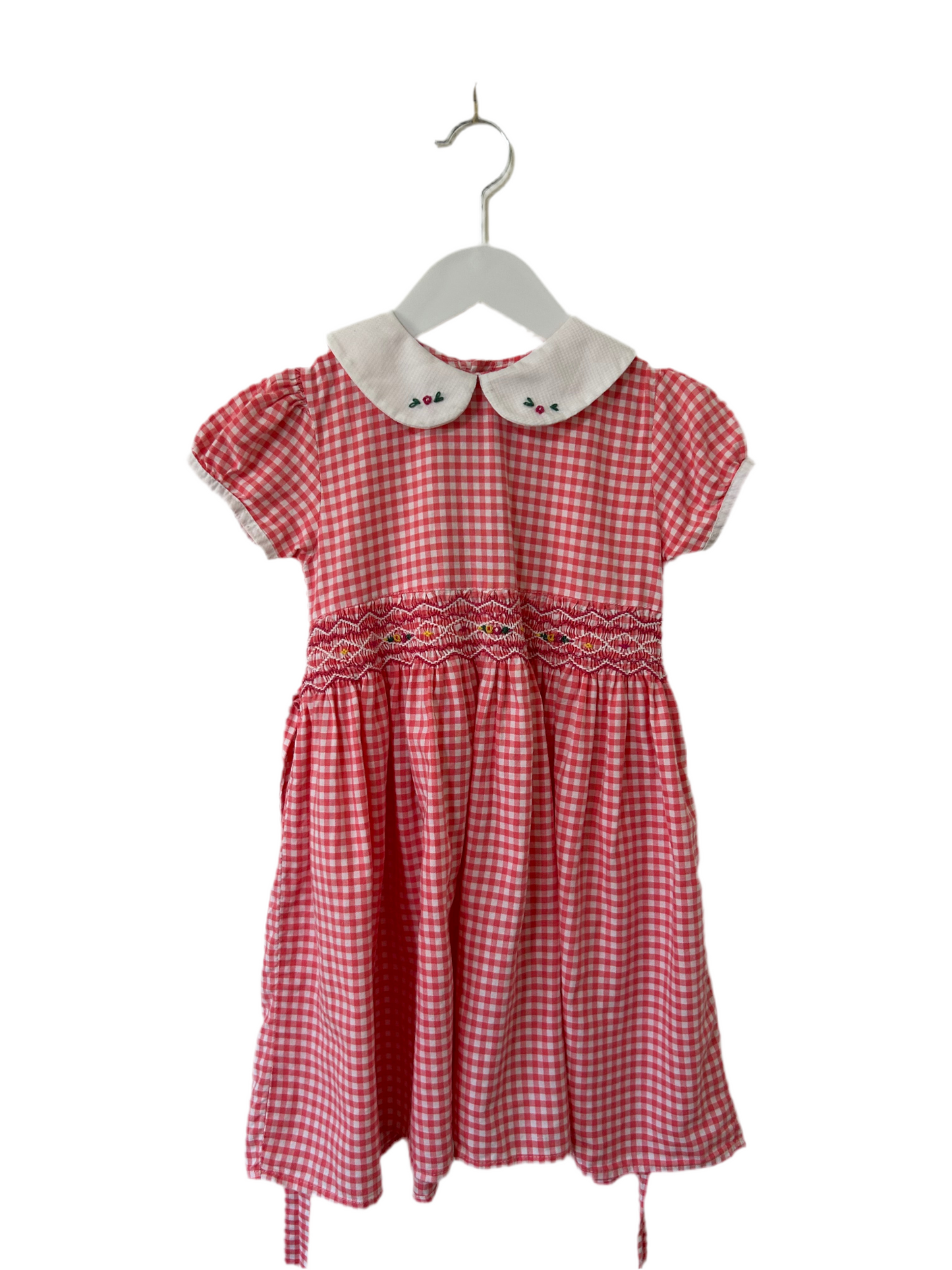 Vintage Handmade - Pink Gingham Smocked Dress (3-5)