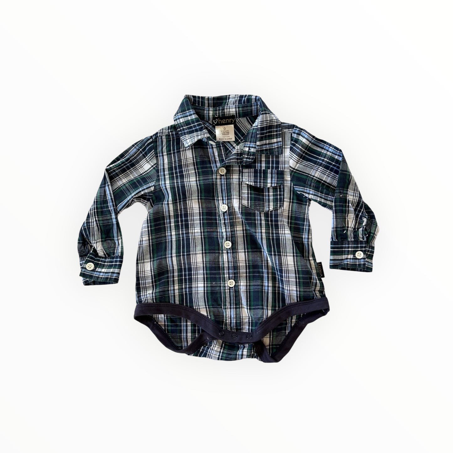 Love Henry - Check Button-Up Bodysuit (6-12M)