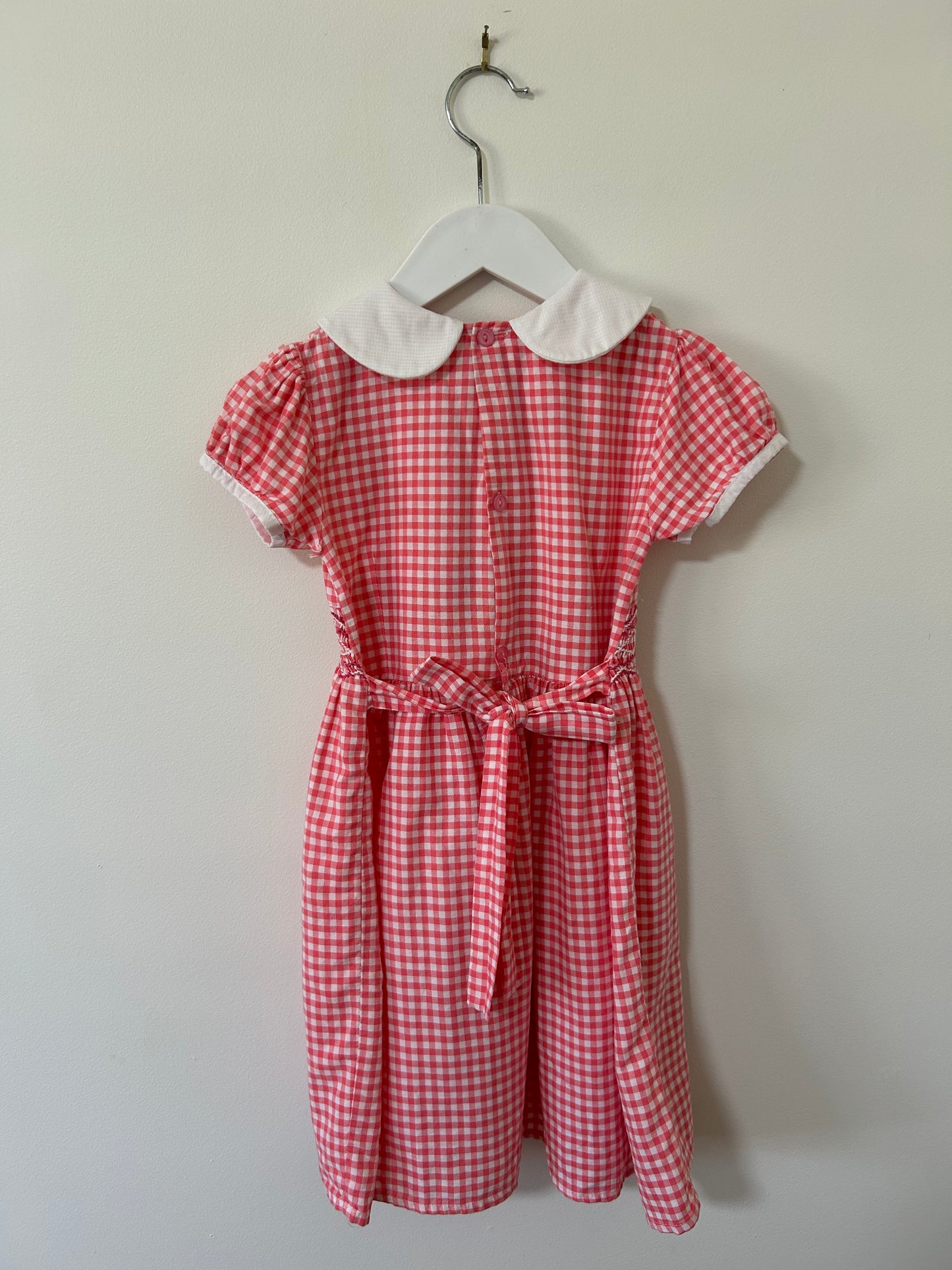 Vintage Handmade - Pink Gingham Smocked Dress (3-5)