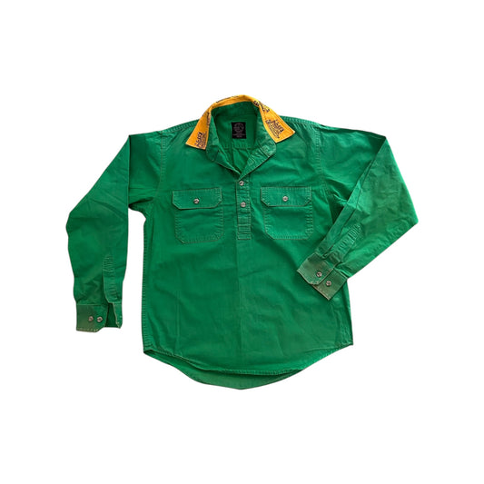 Pilbara & CAT - L/S Green Workshirt (11-12Y)