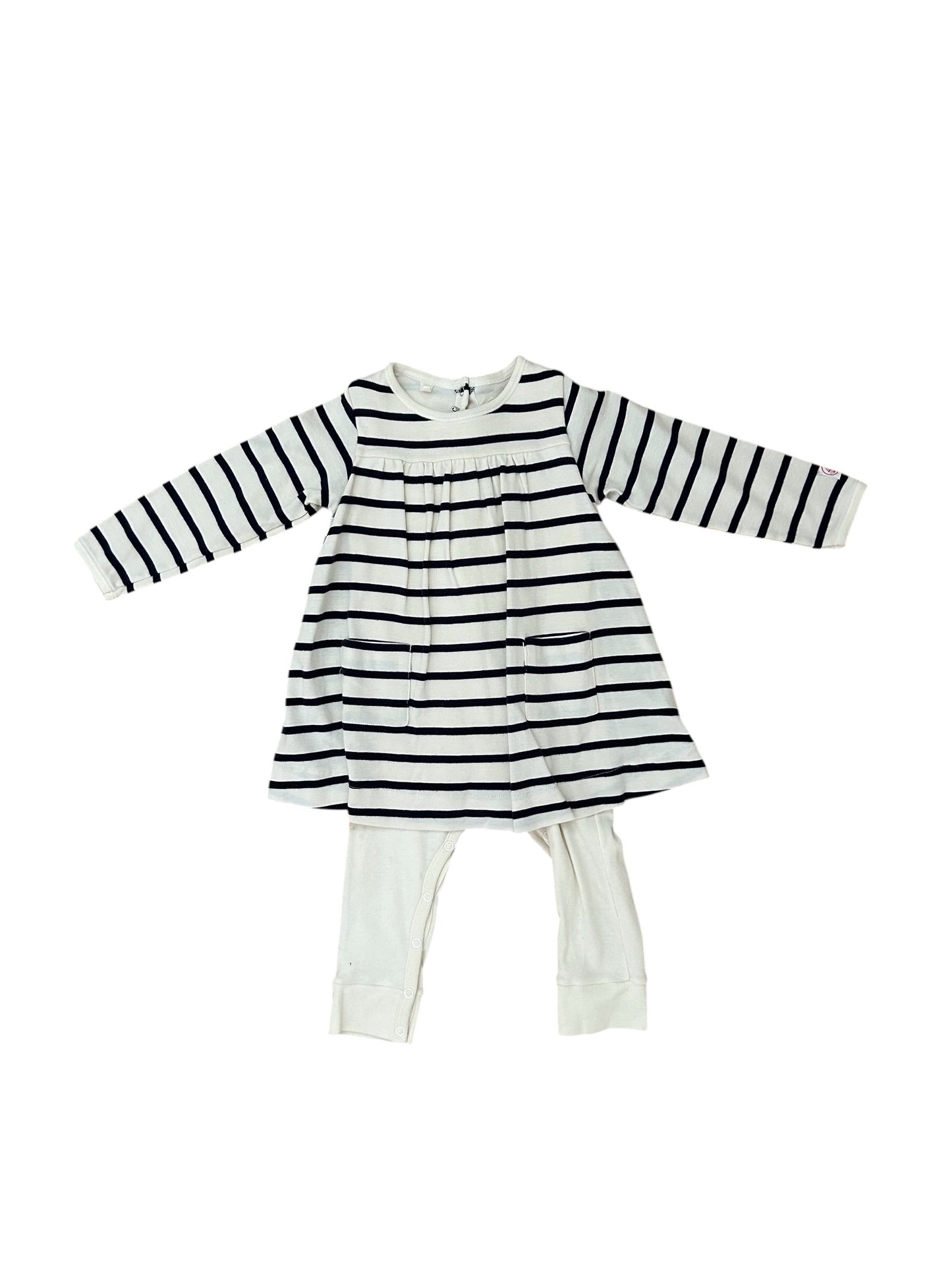 Petit Bateau - Onesie & Dress Stripe Suit (12M)