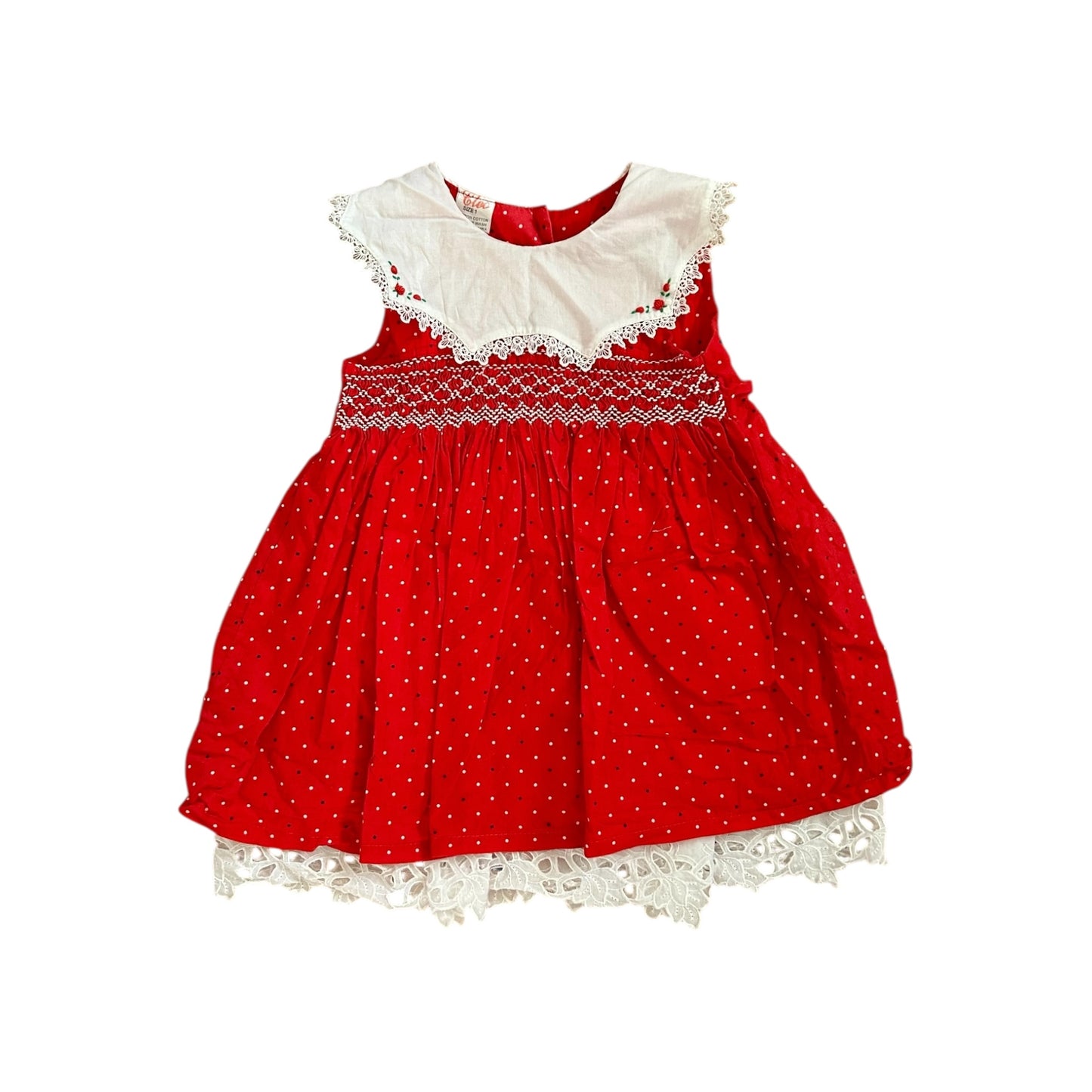 Vintage Cleo - Red Smocked Dress (1)